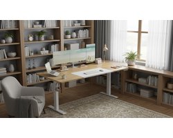 Electric Desk Casa Velluto Elevare Pro – 180x80 cm, Height Adjustable 72-120 cm, Memory Function 4 Presets, USB-C Charging Port, Natural Oak & Matte White, Modern Ergonomic Workstation