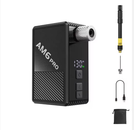 CYCLAMI AM6 Pro Mini Luchtpomp / fietspomp - Draadloze Draagbare Compressor 130 PSI - USB-C Oplaadbaar - Compact & Lichtgewicht - Voor Fiets, Sport & Onderweg — afbeelding 3