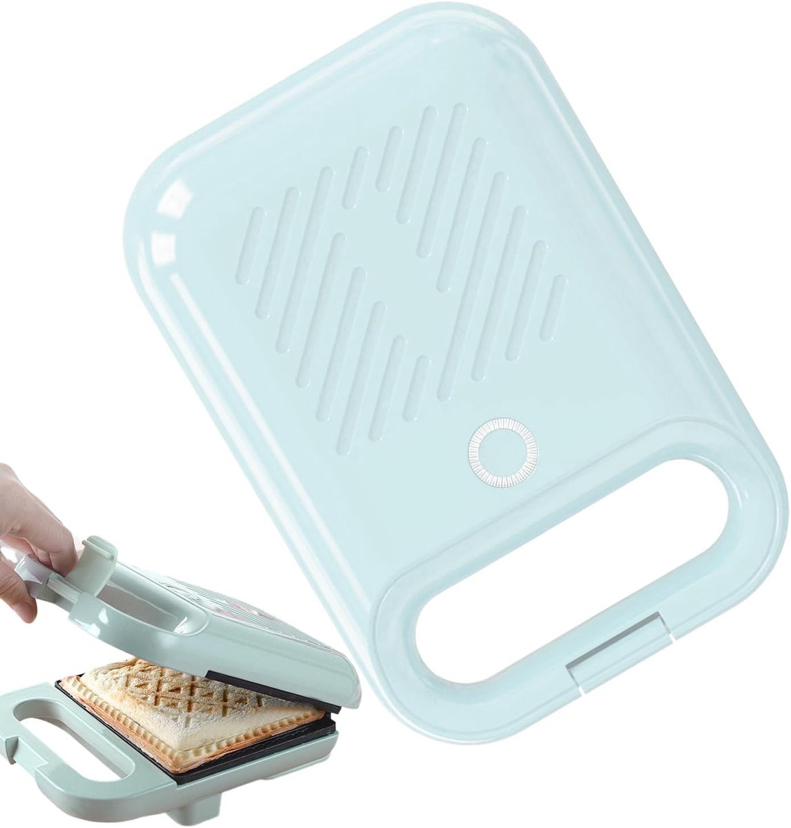 Elektrische Broodrooster - Tosti Apparaat - Ontbijt Maken - Antiaanbaklaag - 20x14x7 cm - Lichtgroen