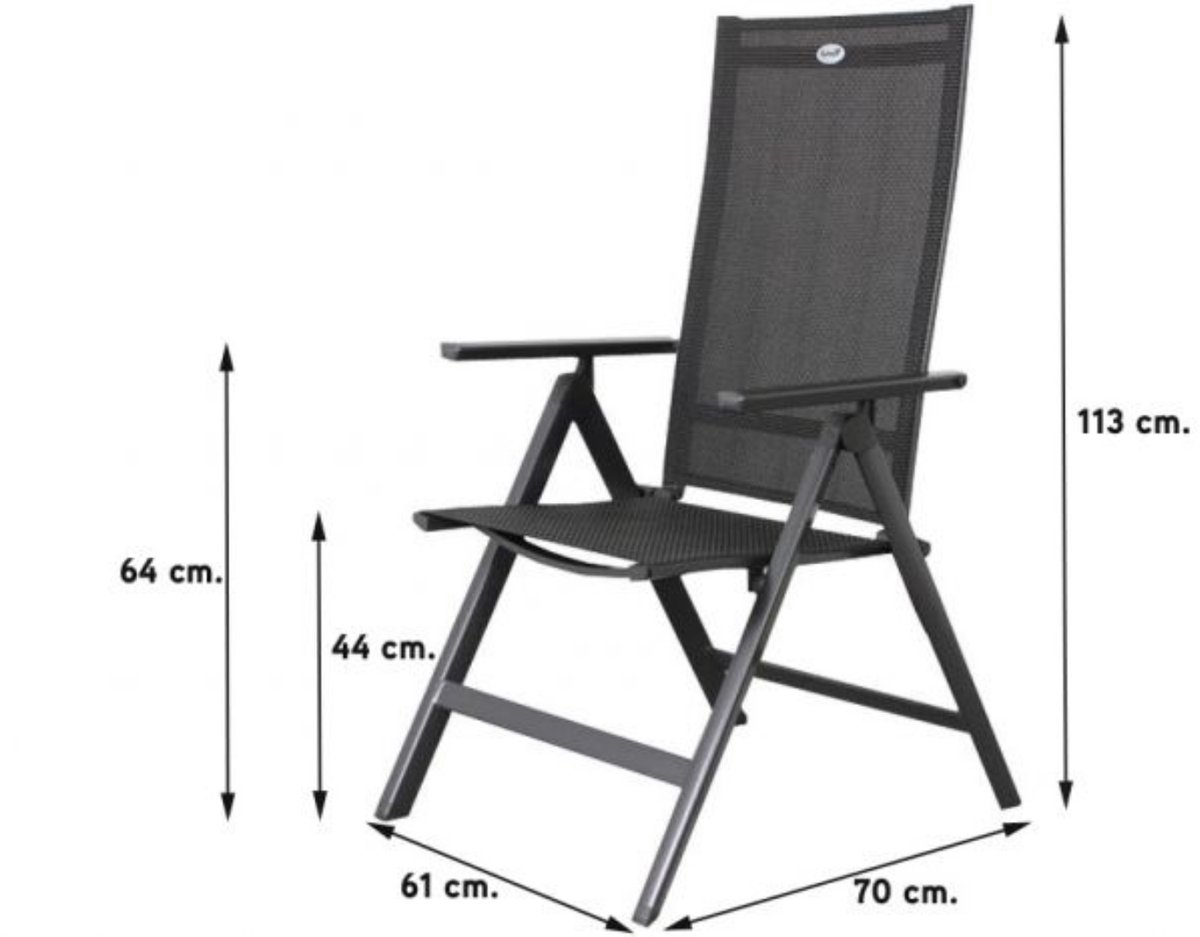 Hartman Napoli/Kings 4-persoons verstelbare tuinset 180x100 cm. - Antraciet – foto 3