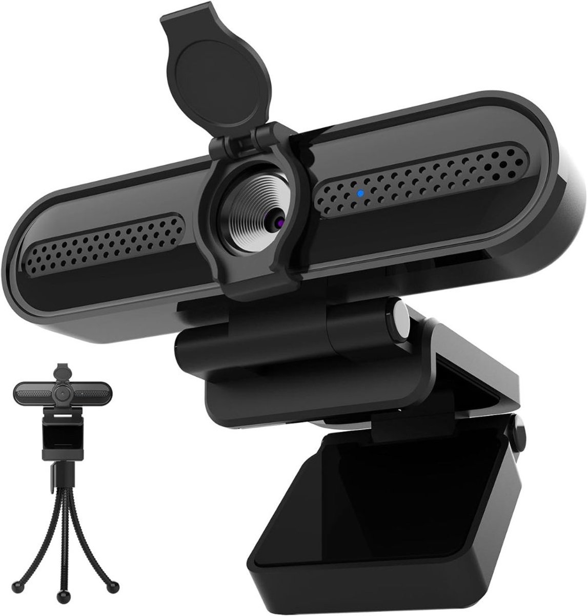 CLVP® Webcam voor PC - Ruisvrije Microfoon - Laptop Webcam USB - Zwart