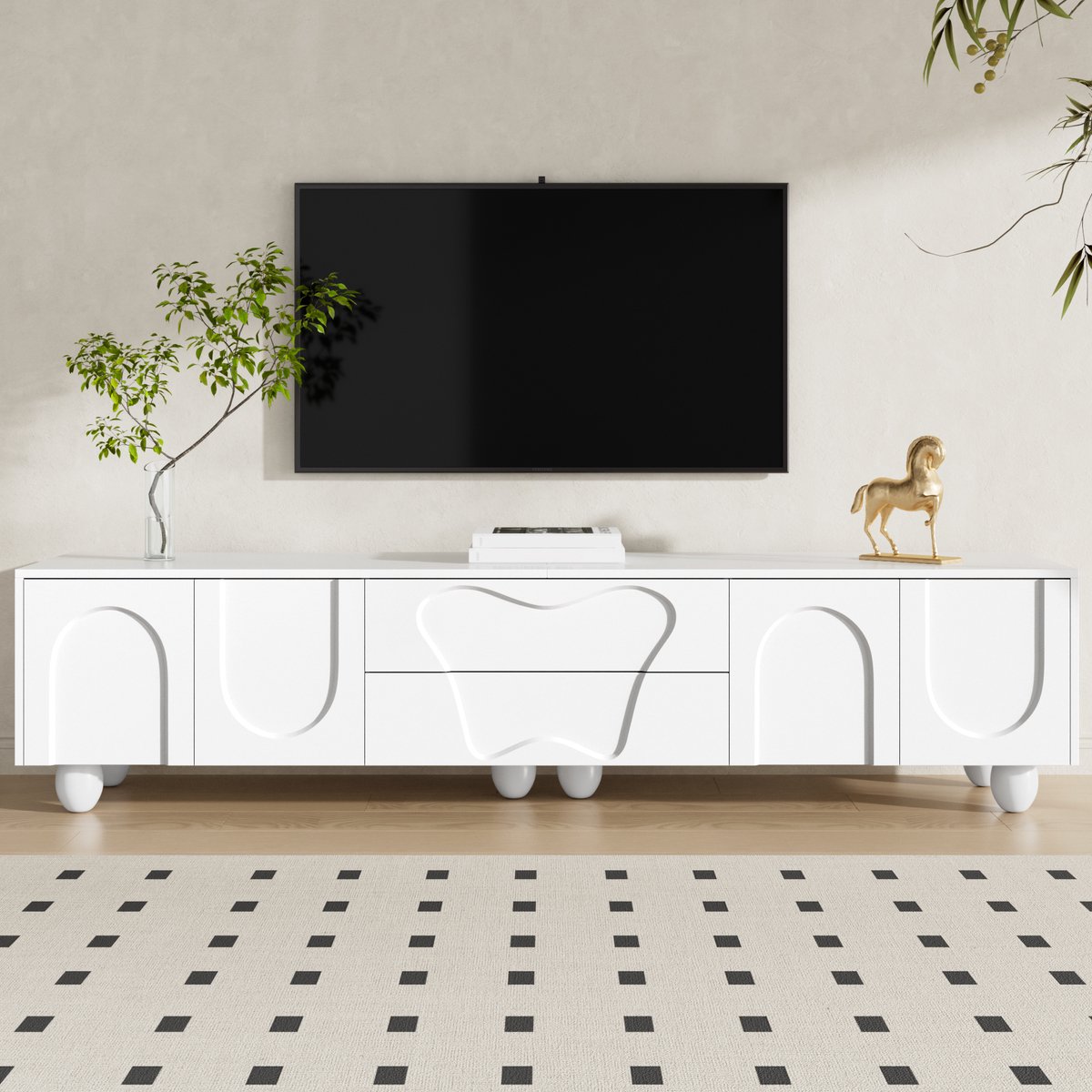 Wishdor - Tv-Meubel - Ruime Opbergruimte - Minimalistisch - Woonkamer - Spaanplaat En Mass