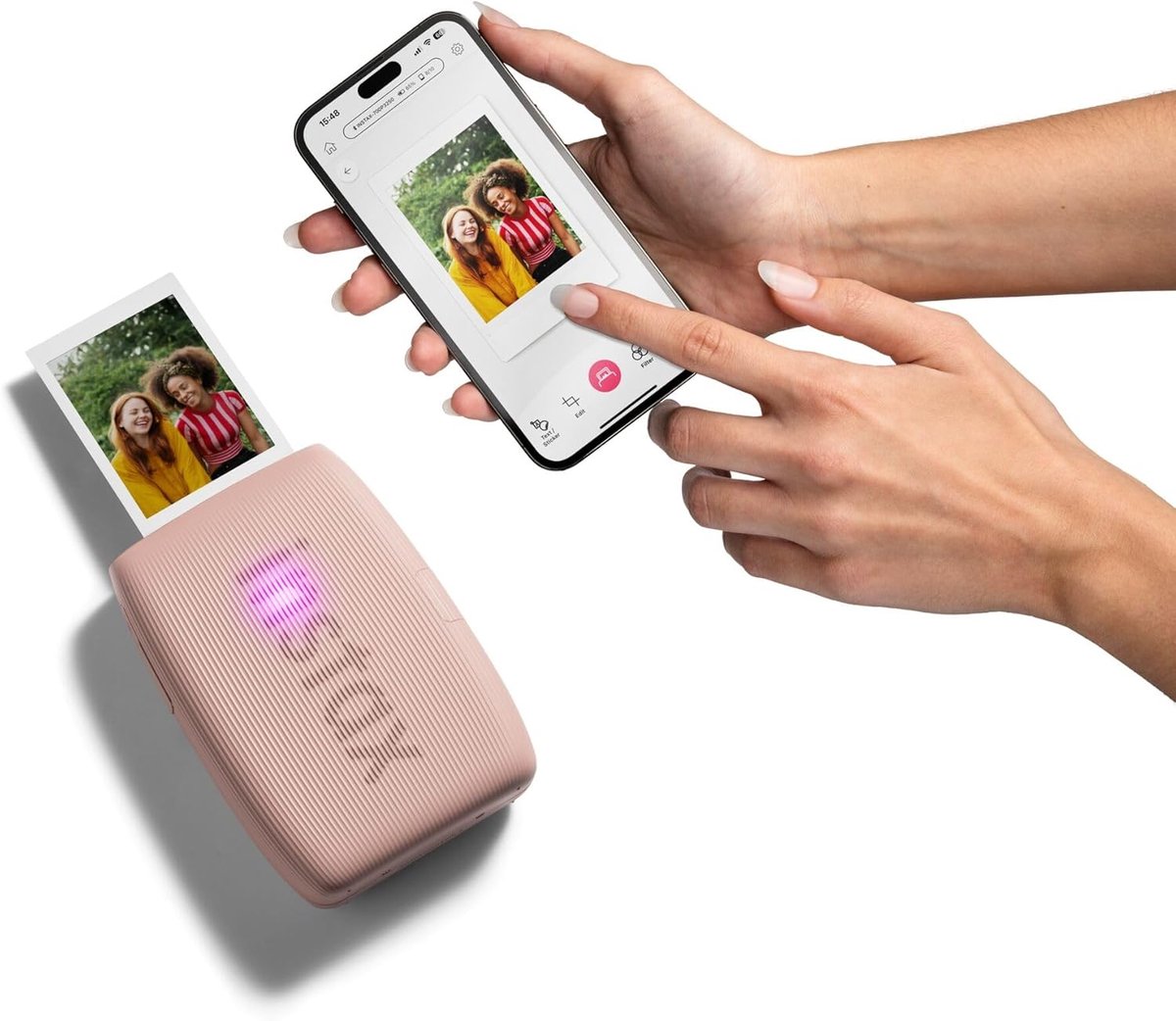 Draagbare Fotoprinter - Directe Foto Printer - Direct Printen - Met AR Effecten - 5.4 cm Breed - Roze