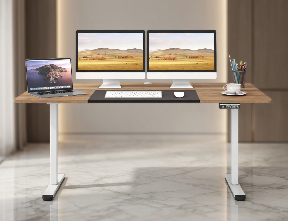 Premium Elektrisch Verstelbaar Bureau 140x70 cm – Ergonomisch Staand Bureau met Geheugenfunctie, Kabelmanagement en Anti-Botsing – Modern Bureau voor Thuis en Kantoor – Beige House&Garden