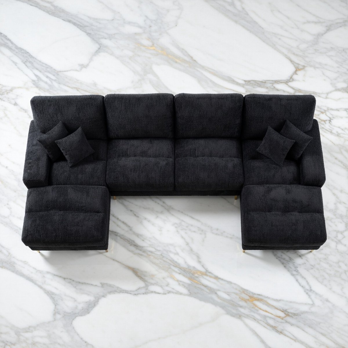 Grote Luxe U-vormige Hoekbank 4-Zits met Dubbele Verstelbare Zittingen | Comfortabele Chenille Woonkamerbank | Modern Design voor Woonkamer, Appartement of Villa – House&Garden