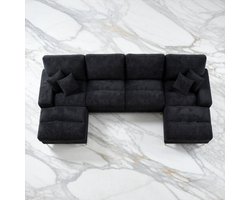 Grote Luxe U-vormige Hoekbank 4-Zits met Dubbele Verstelbare Zittingen | Comfortabele Chenille Woonkamerbank | Modern Design voor Woonkamer, Appartement of Villa – House&Garden