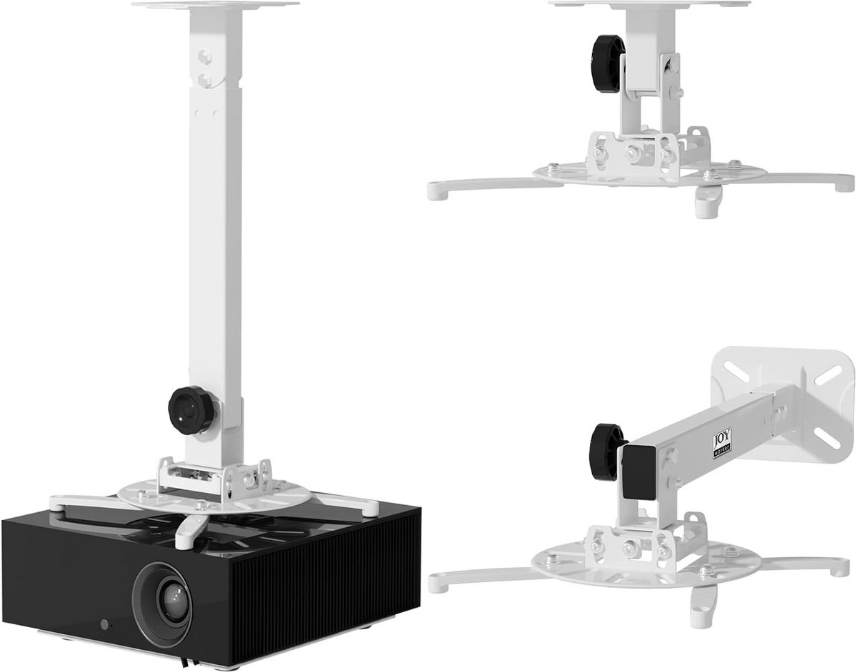 Projector Plafondbeugel - Projectorhouder Muurbeugel - Thuis Kantoor - Verstelbare Arm Lengte - 33cm Breedte - Wit