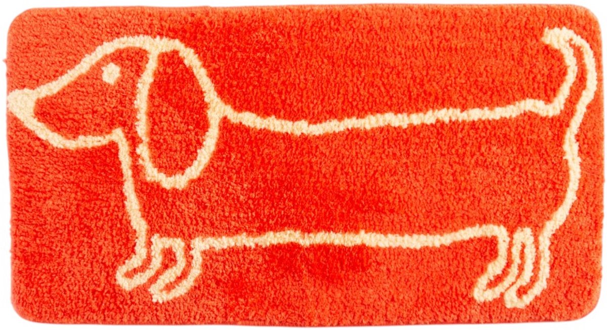 Oranje teckel badmat polyester - Helio Ferretti
