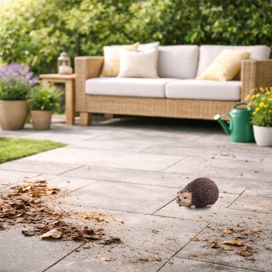 Tuin decoratie beeldje - egel - bruin - 22 x 13 cm - polystone - dieren beelden - buiten — afbeelding 2