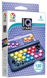 Verpakking van IQ Stars, een logisch denkspel met 120 opdrachten. De doos toont het spel met gekleurde sterren.