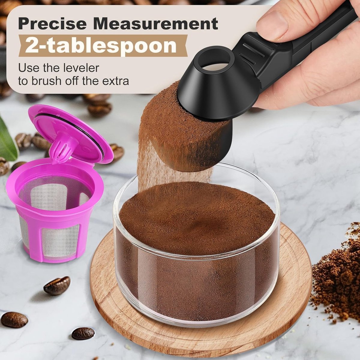 Koffieschepje & Trechterset – Herbruikbaar – Voor het vullen van koffiecapsules – Koffieschepje – Geschikt voor gemalen koffie, eiwitpoeder en theebladeren – Zwart – 2-delige set — cadeau in Cadeau-ideeën - foto 5