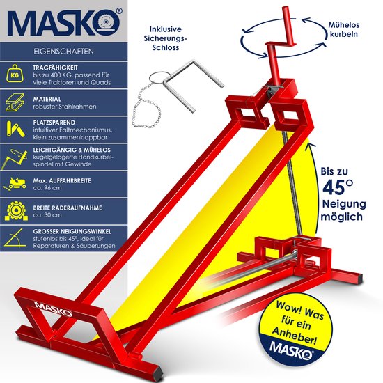 MASKO® Zitmaaierkrik 400kg Lift voor Zitmaaier - Zitmaaierlift Krik Systeem van MASKO® — afbeelding 3