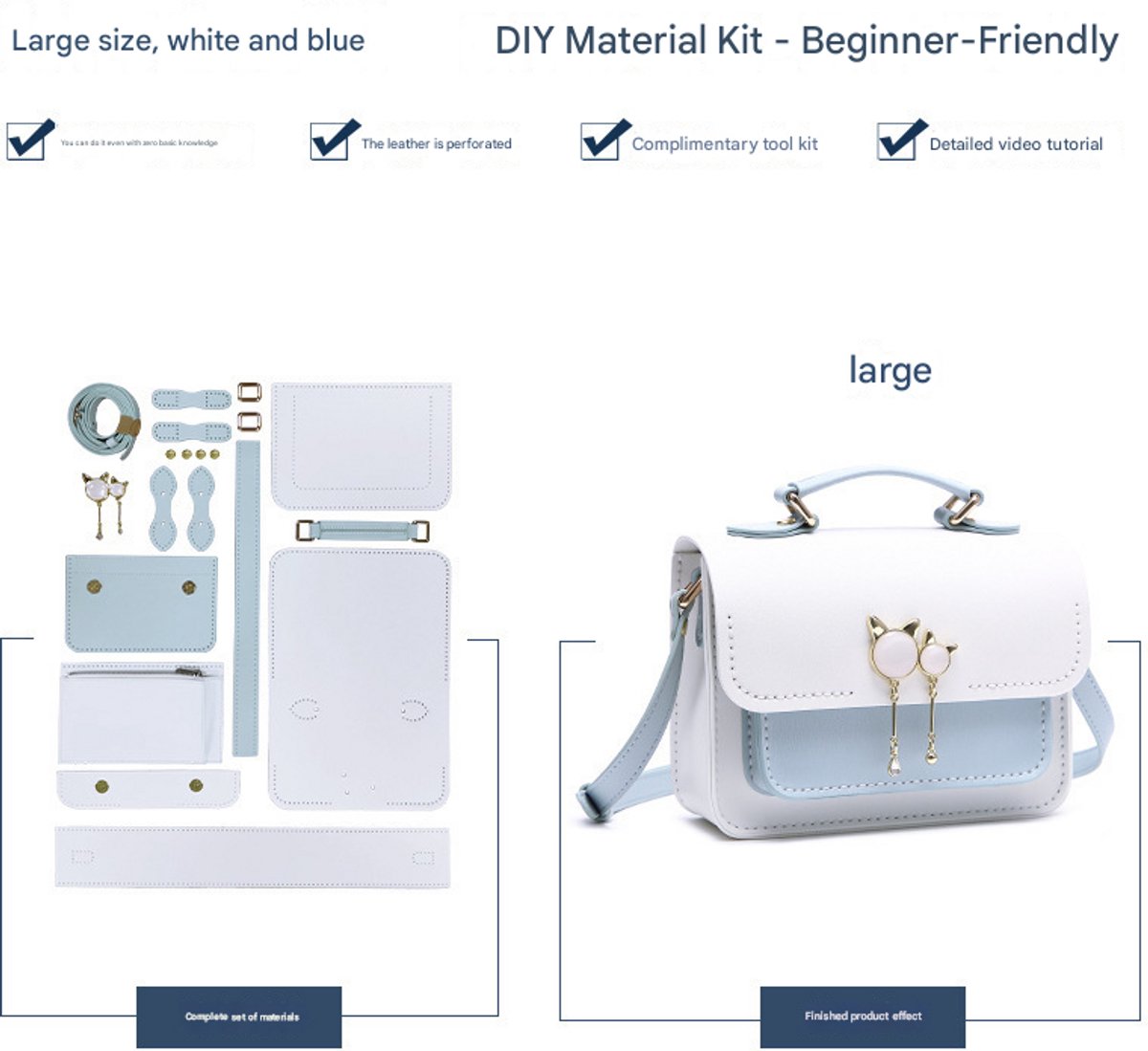 DIY leren schoudertas maakset, PU-leren tas brei- en haakset, alle benodigdheden voor het maken van een leren tas, handtas naaibenodigdheden, crossbodytas maakset voor beginners