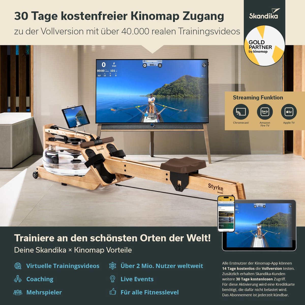 Skandika Styrke Roeitrainer Waterroeier Hout 200 kg - afbeelding 2