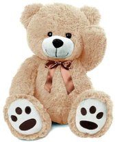 Pluche Knuffel Beer Barry met Strik 100 cm – Grote XXL Teddybeer 100cm – XL Knuffelbeer Extra Groot – Speelgoed Teddy Bear voor Kinderen Jongens Meisjes - Baby Knuffeldier - Love Liefde Valentijnsdag I Love You Teddy Plush Knuffels