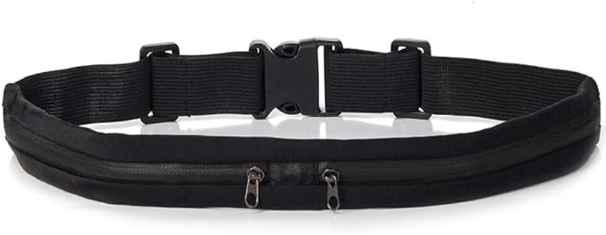 Running belt - flipbelt - hardloopriem telefoon - Hardloop riem - Ruime Opbergvakken voor Smartphone, Drinkfles of Powerbank - Reflectie Strip - 70 tot 120 cm - Zwart - van Imperatoris