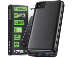 Strex Powerbank - 27.000 mAh - 22.5W Snellader - USB-A/USB-C - LED Indicatie - Universele Powerbank
