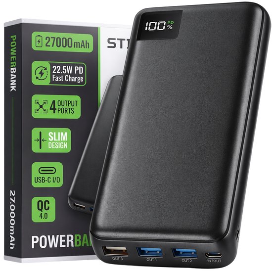 Strex Powerbank 27.000 mAh 22.5W USB-A/USB-C