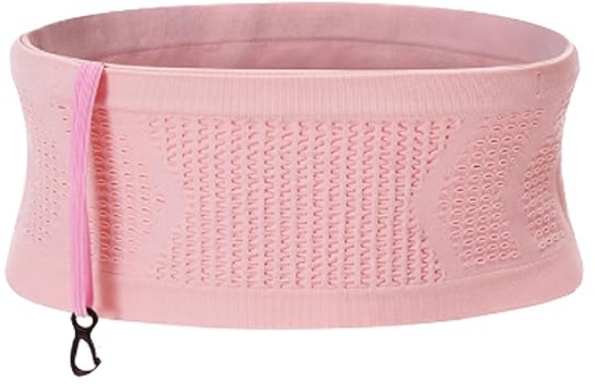 Running belt - flipbelt - hardloopriem telefoon - Hardloop riem - Ruime Opbergvakken voor Smartphone, Drinkfles of Powerbank - Reflectie Strip - Medium - Roze - van Imperatoris