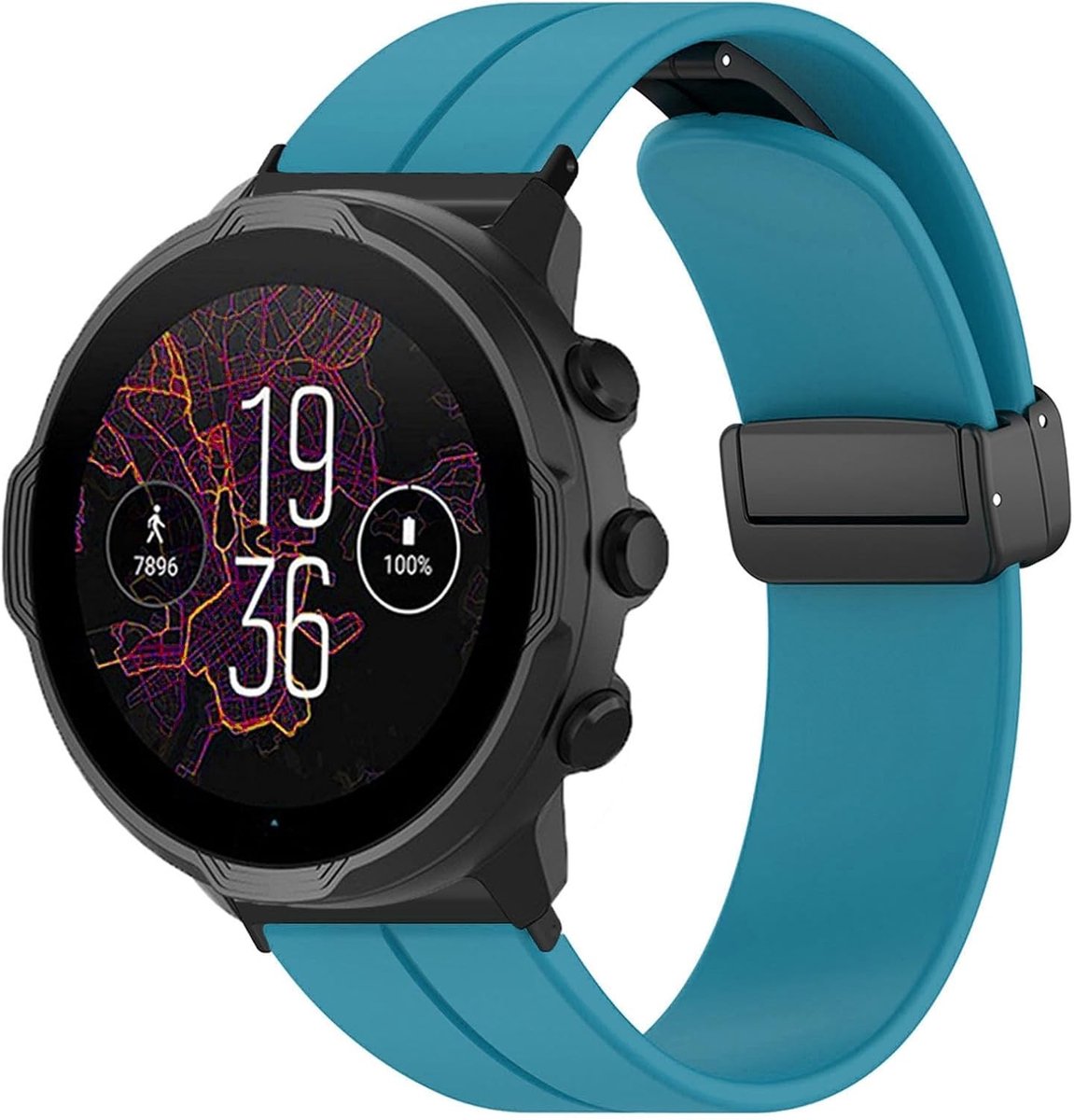 Allecto - Horlogeband vervanging - Magnetisch - Suunto 7 9 D5i - Siliconen - Sport - Snel los te maken - Blauw - Polsband