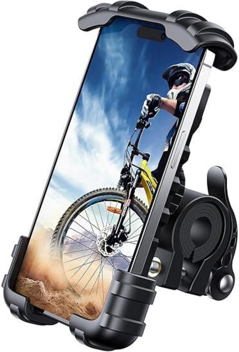 GELLDG Motorfiets Houder voor Elektronische Apparaten - Universele Smartphonehouder met 360° Rotatie - Eénhandbediening en Eenvoudige Installatie - Geschikt voor 4.7-6.8 inch Smartphones en Stuur van 15-44mm - Plastic