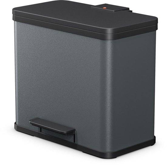 Hailo - Pedaalemmer - Afvalemmer - 17 + 9 liter - mat antraciet - öko duo plus L
