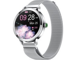 Evy24 Smartwatch Dames 38mm - Horloge Dames - AMOLED - Sporthorloge - Stappenteller - Saturatiemeter - Geschikt voor iPhone & Android - Zilver