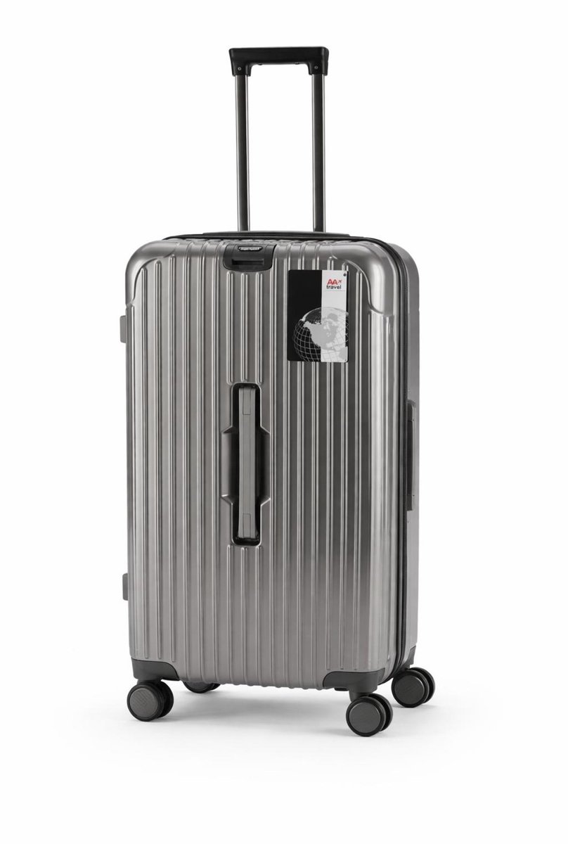 AATravel© Harde Koffer TSA-slot – Spinner Trolley 4 Wielen – Reiskoffer met Voorhandvat – Zilver – 55cm
