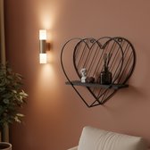 Janse® Etagère murale coeur - Etagère murale noir - Décoration murale - Décoration murale - Coeur en métal - Etagère photo salon - Accessoires de maison - Valentine