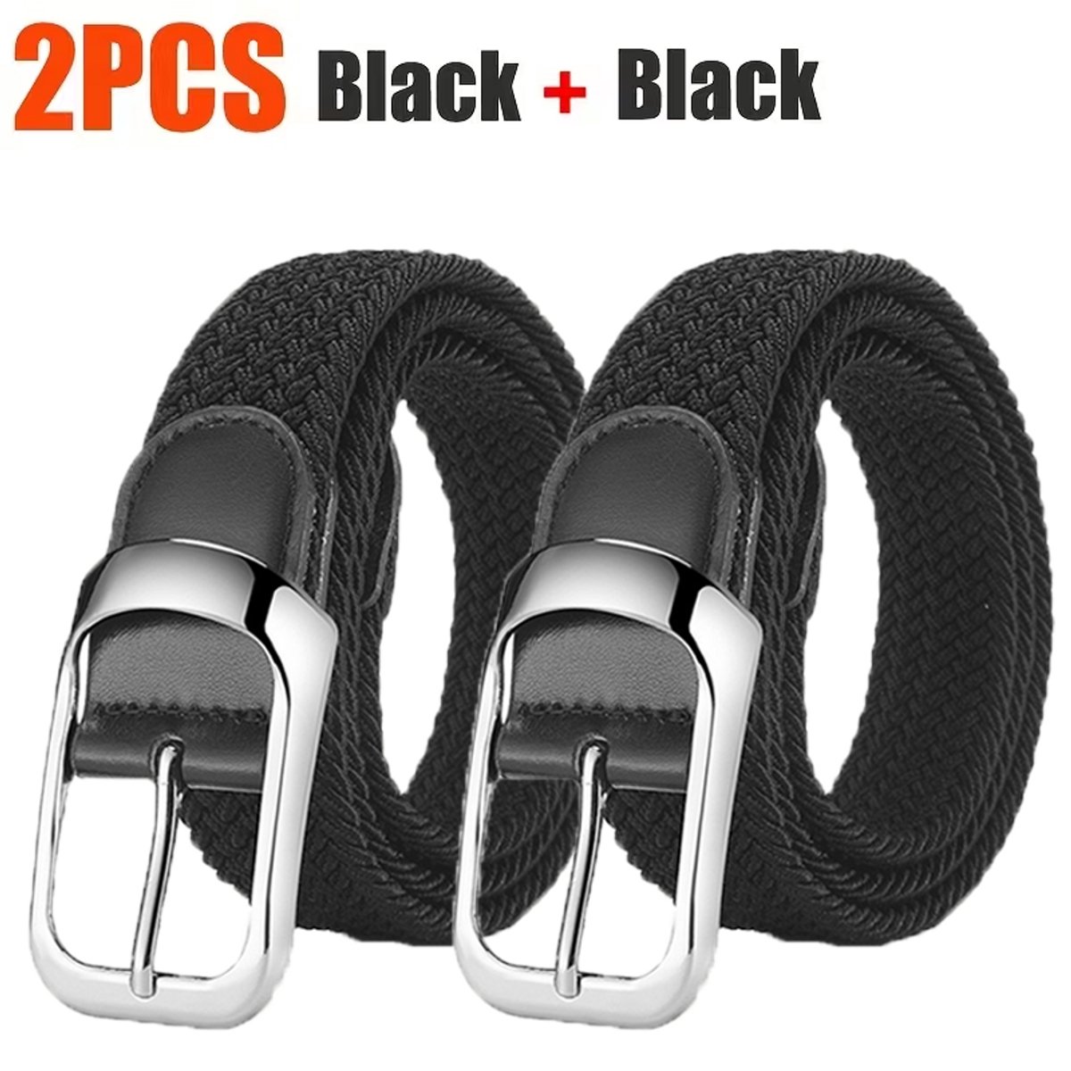 2-Pack Men's Stretch Golf & Baseball Belts - Elastic Athletic Waist Belts with Adjustable Metal Buckles, Non-Slip for Golf, Gym & Jeans. Comfortable, Ideal Gift for Dad, Husband & Athletes
