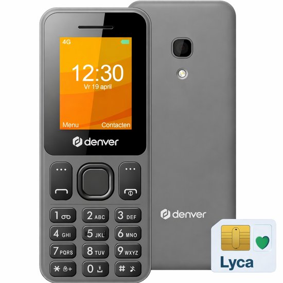Denver – 4G Senioren Mobiele Telefoon + Simkaart Geleverd – GSM – Grote Toetsen & Cijfers – Big Button – FM Radio – Dual Sim – Simlockvrij – SOS Noodknop – Sneltoetsen