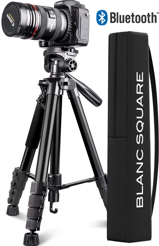 Blanc Square Camera statief Pro - Tripod met Smartphone telefoon houder - 172cm Hoog - Sony Canon Nikon - Spiegelreflex DSLR Camera Standaard universeel - Incl Bluetooth
