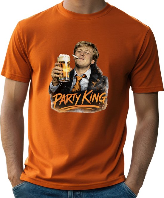 Willem Party King T-shirt Unisex - Volwassenen - Oranje - Koning - Kingsday - Koningsdag - korte mouw - Oranje - Maat M