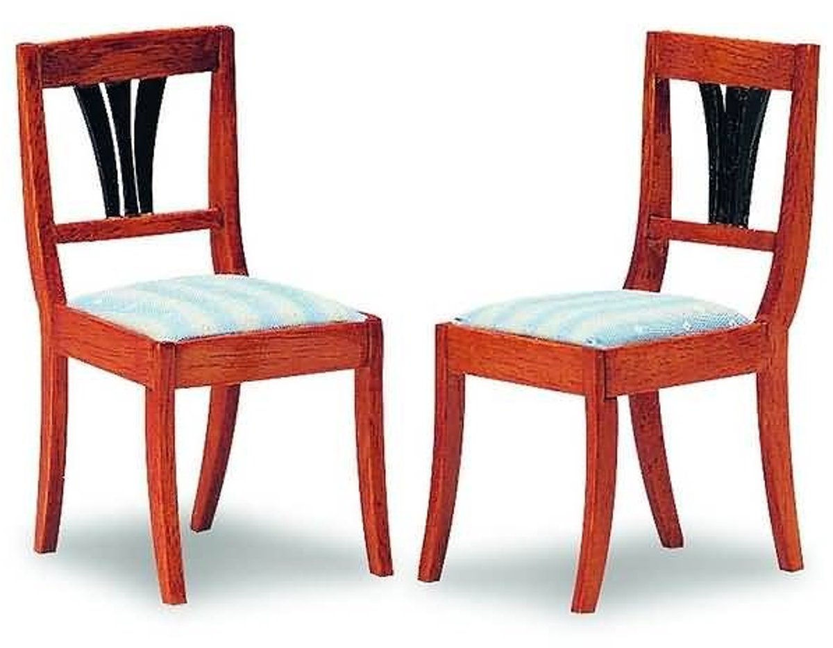 Mini Mundus 40093 Biedermeier stoelen (2 Stuks) Bouwpakket – Houten Miniatuur Stoelen 1:12 – DIY Poppenhuis Meubels – Zelf Verven/Beitsen