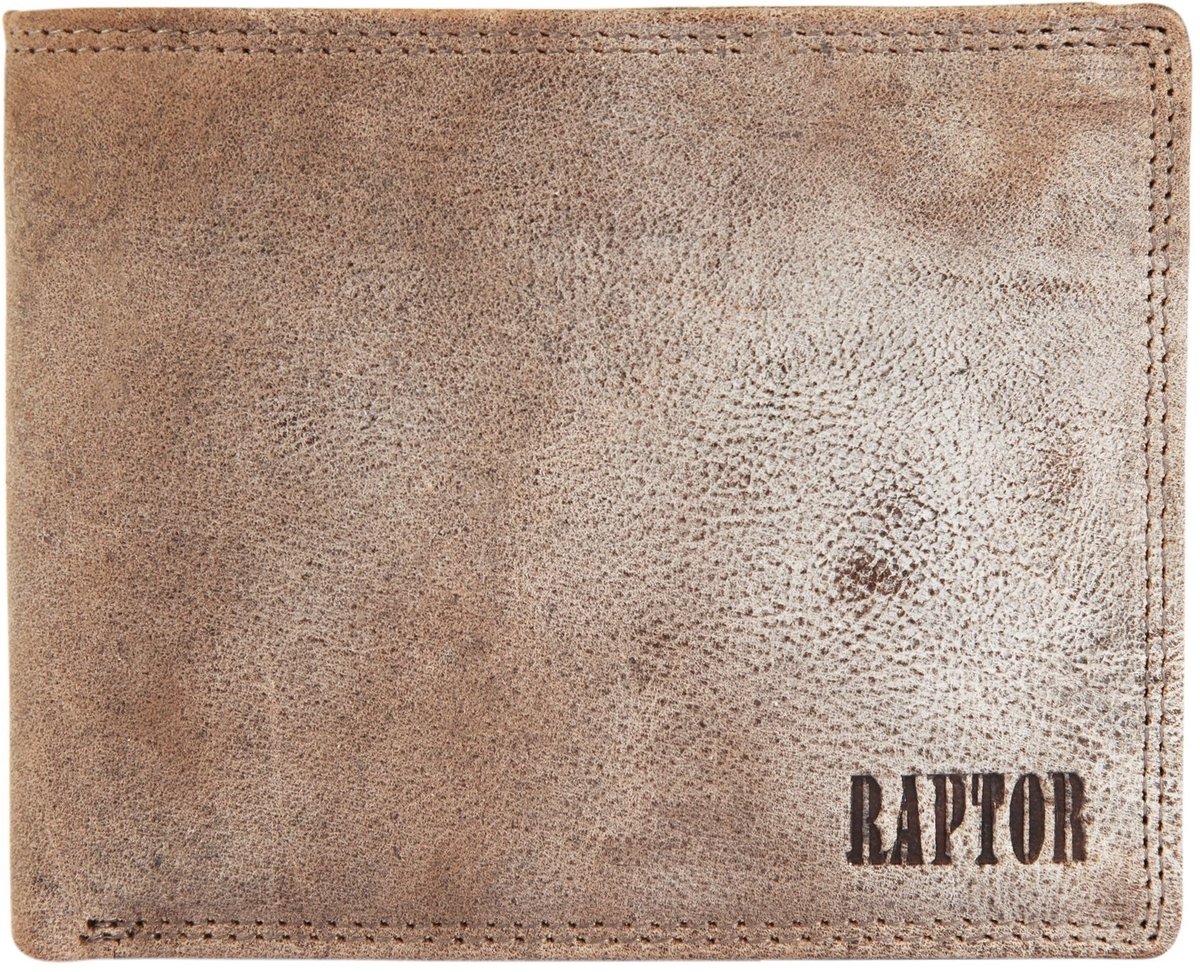 Raptor Herenportemonnee horizontaal echt leer RA40007 Herenportemonnee van echt leer. 12 x 10 cm.
