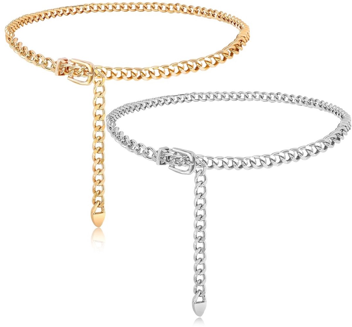 Elegante verstelbare dames kettingriem in goud en zilver - slanke riem voor jurk en rok, zinc legering