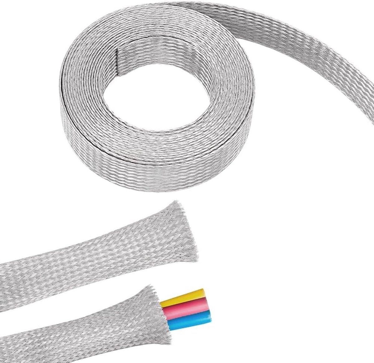 Allecto - Kabelbescherming - RVS gevlochten kabelsleeve - Flexibel en uitbreidbaar - 1 breedte - Draadbescherming - Voor kabelbeveiliging - Geschik...