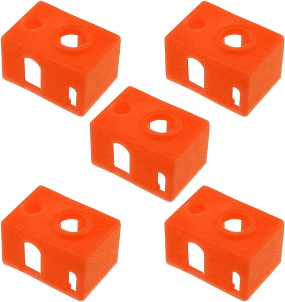 Silicone sokken voor verwarmblok 3D-printer compatibel met E3D V6 PT100 verwarmextruder hotend blok beschermende sok oranje - Set van 5