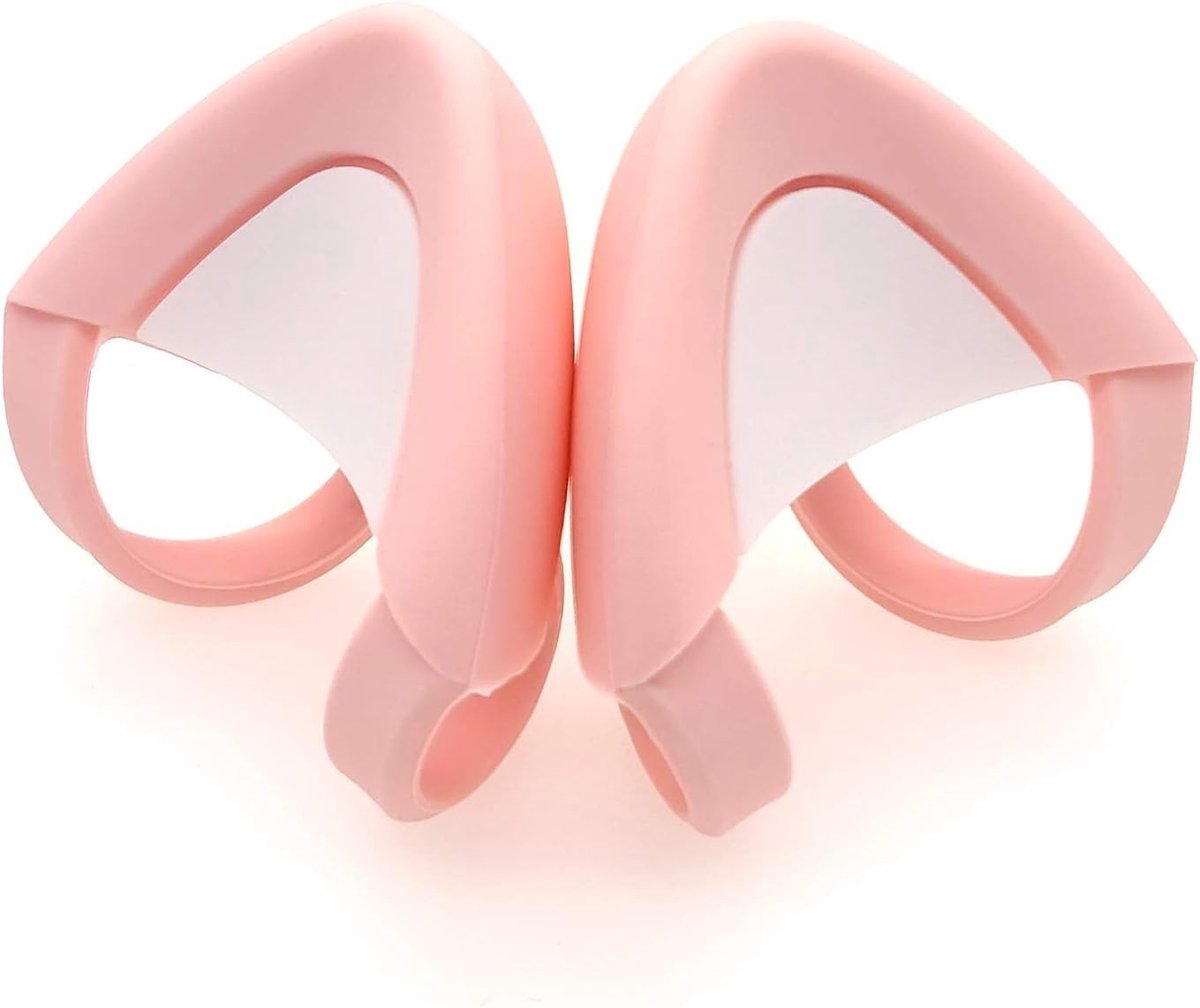 Allecto - Kitty Ears voor Hoofdtelefoon - Silicone Kat Oren - Schattige Decoratie - Roze en Wit - Compatibel met Hoofdtelefoons - Eenvoudige Instal...