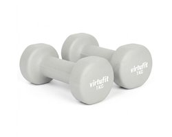 VirtuFit Vinyl Dumbbell Pro Set - 2x 1 kg - Licht Grijs - Gewichten - Dumbbell - Duurzaam Materiaal - Krachttraining - Geschikt voor Zumba, Aerobics en Body Toning