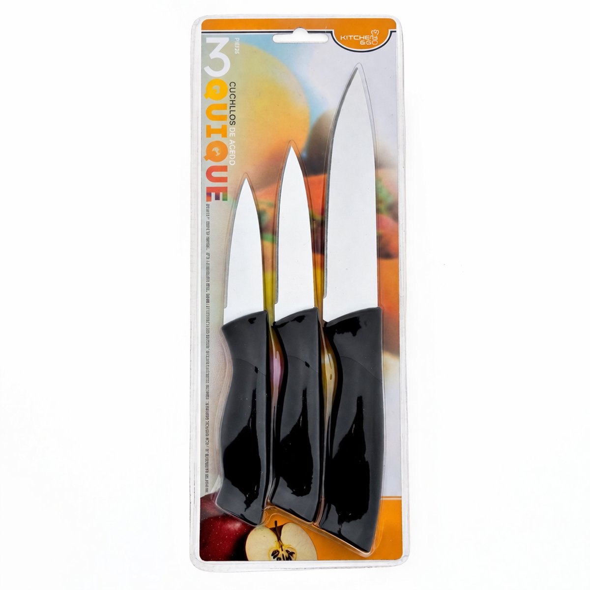 EasyMart Messenset 3-delig – Keukenmessen RVS – Koksmes, Utility & Schilmes – Zwart Handvat – 27.5/21.5/19.5 cm