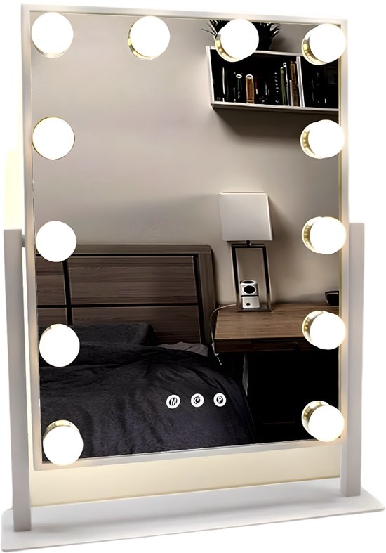 DnA® Vanity Spiegel - Hollywood Spiegel - Bright Beauty Vanity Makeup Spiegel - Wit - 37cm x 3cm x 48cm
