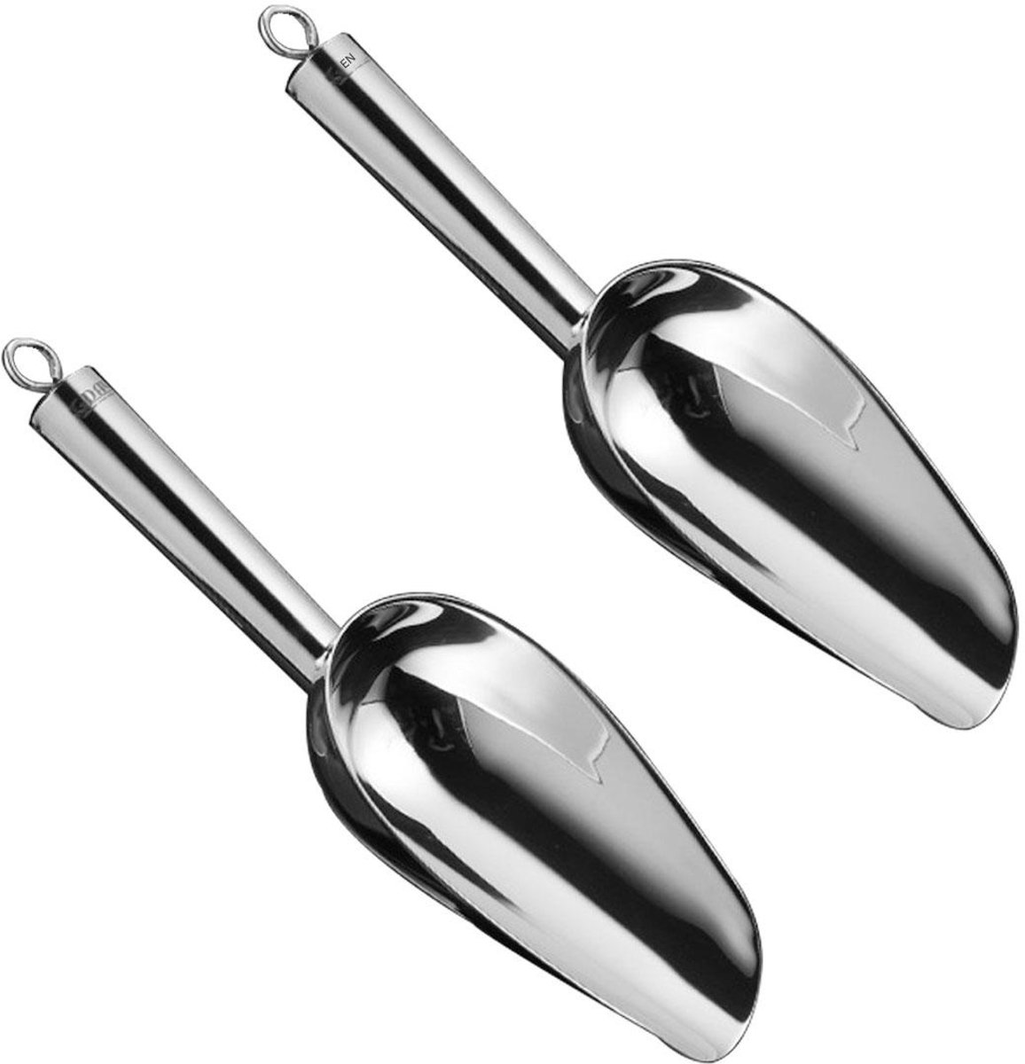 GELLDG 2 Stuks Voedselschepen - Metalen Schepen - Multifunctionele Schep - 21x6.5cm - Stevig en Duurzaam, Ergonomisch Ontwerp - Geschikt voor Keuken Bar Party Huisdier Hondsvoer - Metaal