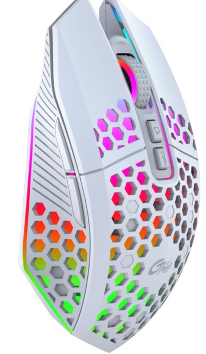 17Parts Draadloze Gaming Muis – RGB Verlichting – 2.4GHz – 800-3600 DPI – Ergonomisch – Stil Klik – Oplaadbaar – Wit