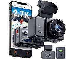 VANTRUE E2 1944P+1944P Dashcam Auto 5GHz WiFi GPS, Draadloze en Spraakgestuurde Dashcam Voor Achter, WDR-nachtzicht, Buffer Parkeermodus Autocamera, 2,45 Inch Lusopname G-sensor, Max. 512GB