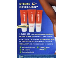 STERKE OKSELGEUR?   3 TUBES DEO VOOR MAXIMALE BESCHERMING! ONTDEK DE KRACHT VAN ONZE CRÈME-DEODORANT! 0% ALCOHOL, ZACHT VOOR DE GEVOELIGE HUID EN SUPER EFFECTIEF TEGEN ZWEET EN GEUR. GEEN VLEKKEN, WÉL FRISSE ZEKERHEID DE HELE DAG.