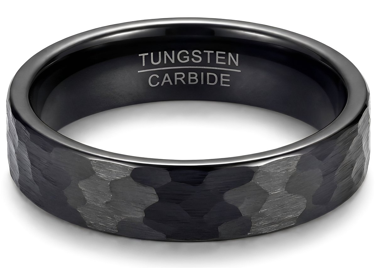 Ring Heren – Zwarte Ring Heren – Stalen Ring Mannen – Herenring Zwart 6mm – Luxe Heren Ring – Mauro Vinci – Maat 8- Mauro Vinci®