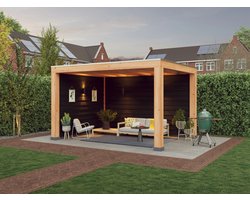 Douglas overkapping, 300 x 400, met achterwand en zijwand, Westwood Robuust Zwart