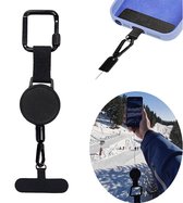 Uittrekbaar telefoonkoord voor skiën en wintersport - Telefoonketting - Phone cord - Universeel - Zwart