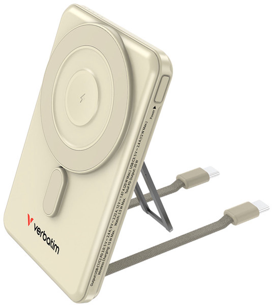 Verbatim Powerbank Charge ´n´ Go 2C Magnetic Wireless 5000mAh, Goud